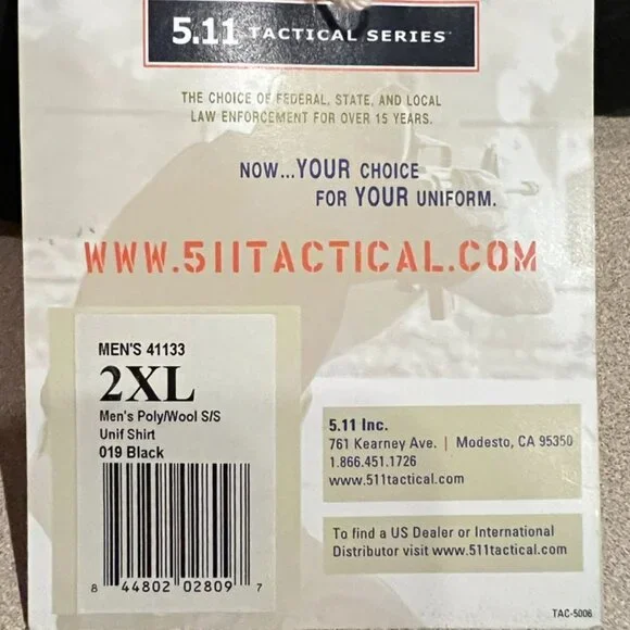 5.11 Tactical Shirts: Class B Uniform Shirt 41133-019 - Short Sleeve 2XL/18-18.5 - Picture 3 of 8